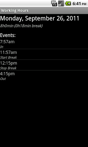 Working Hours Screenshot 2