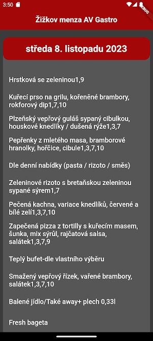 Jídelníčky menz Screenshot 2