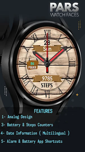Pars Wooden Analog Watch Face Screenshot 0