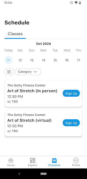 Getty Trust Fitness Center Screenshot 2