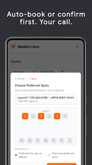 Waitlist Hero: Fitness Booker Screenshot 2