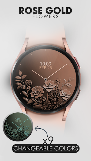 Rose Gold Flowers 3 watch face Screenshot 2