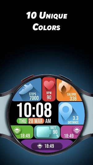 Colorful Tiles - Watch face Screenshot 1