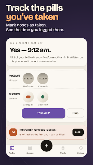 Pillbean: Pill Reminder Alarm Screenshot 0