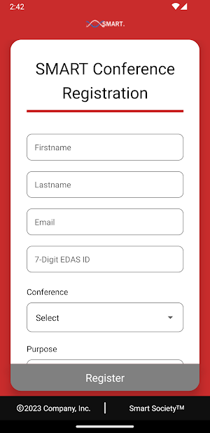 SMART Conference Registration Screenshot 3