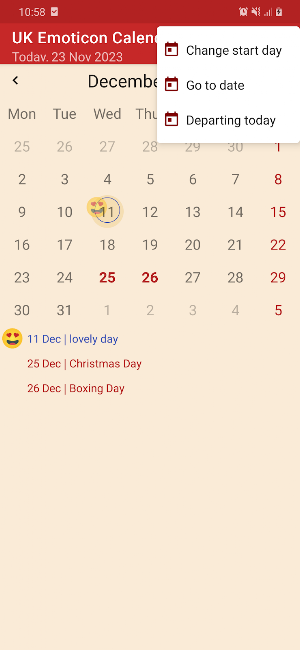 UK Emoticon Calendar Screenshot 3
