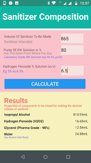 Hand Sanitizer Preparation Tool Screenshot 1