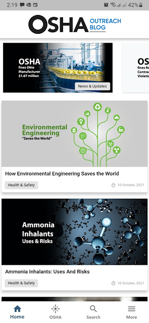 OSHA Outreach Blog Screenshot 0