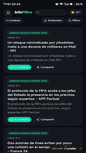 Infofiltro: Noticias Y Podcast Screenshot 1