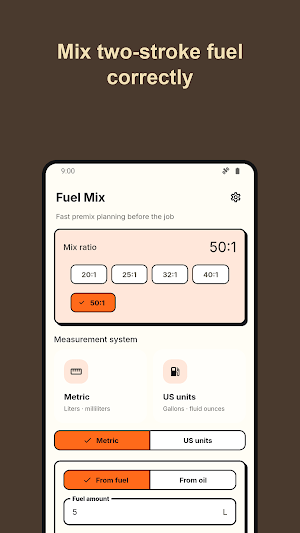 2 Stroke Fuel Mix Calculator Screenshot 0