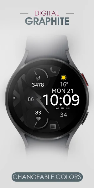 Graphite Digital Watch Face Screenshot 0