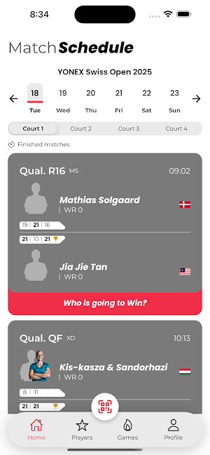 BadmintonEvent Screenshot 1