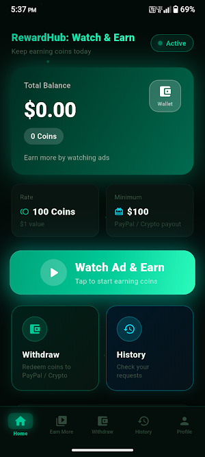 RewardHub: Watch And Earn Screenshot 0