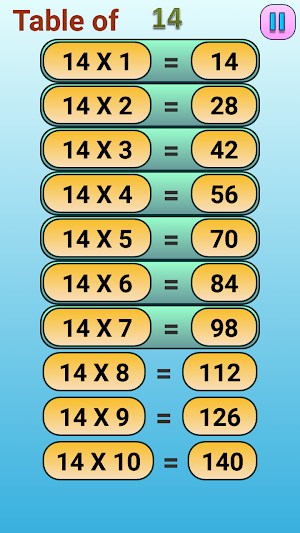 Math Tables Screenshot 2