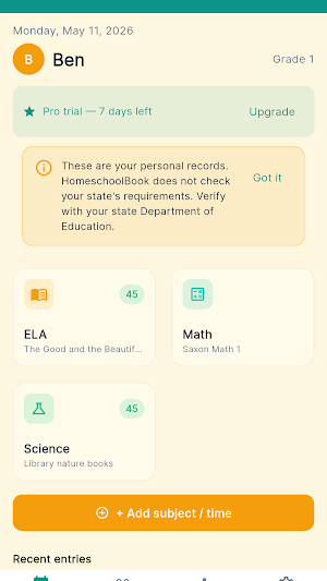 HomeschoolBook: Hours & PDF Screenshot 0