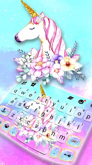 Pastel Flower Unicorn Keyboard Theme Screenshot 0