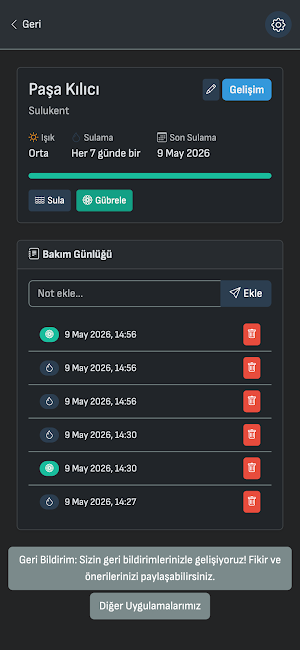 Bitki Sulama ve Bakım Takvimi Screenshot 3