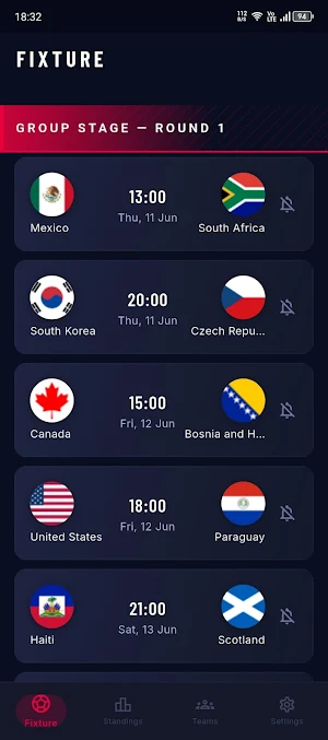 World Cup 2026 Schedule - Live Screenshot 0