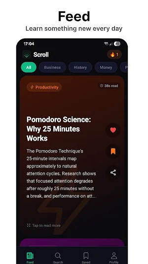 Scroll - Daily Microlearning Screenshot 0