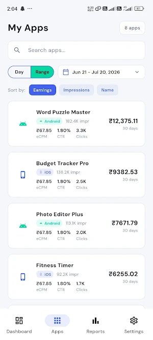 AdMob Dashboard Screenshot 2