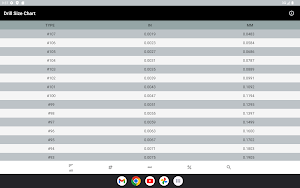 Drill Size Chart Screenshot 3