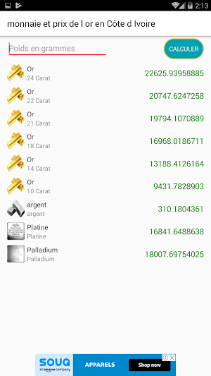 monnaie et prix de l'or en Côte d'Ivoire Screenshot 3