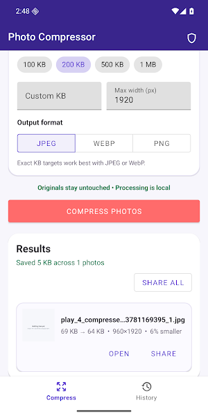 Photo Compressor: Resize KB Screenshot 2