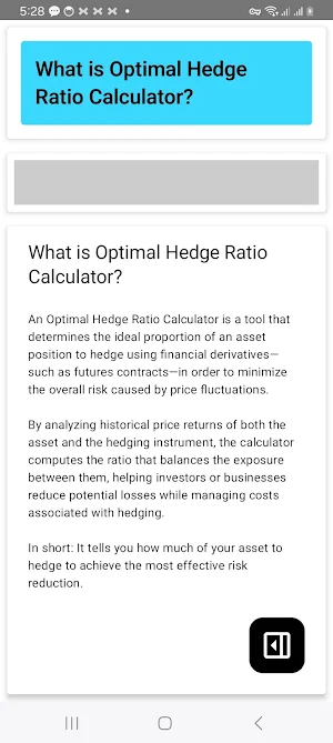 Optimal Hedge Ratio Calculator Screenshot 1