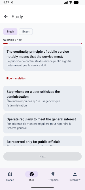French Citizenship Test Screenshot 1