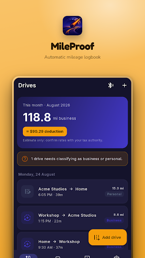 MileProof: Mileage Log Screenshot 0
