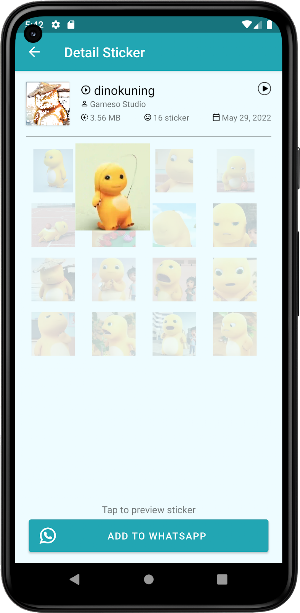 Dino Kuning Animated WASticker Screenshot 2