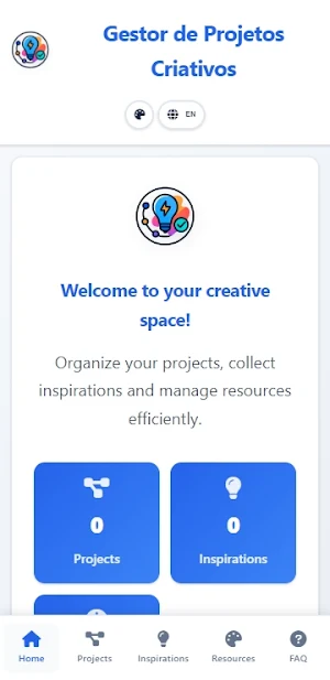 Gestor de Projetos Criativos Screenshot 1