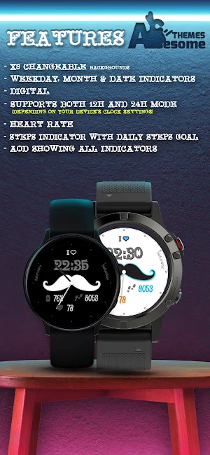 MUSTACHE - Dual Watch Face Screenshot 3