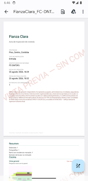 Fianza Clara: Acta y Fotos Screenshot 1