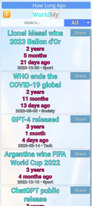 How Long Ago: Event Tracker Screenshot 1