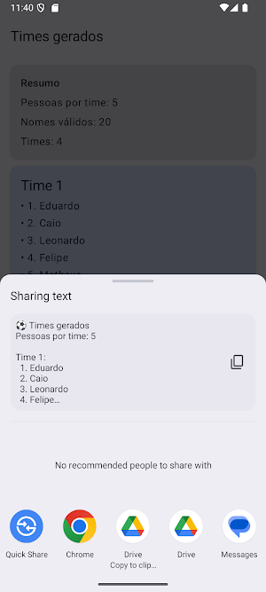 Sorteador de times Screenshot 2