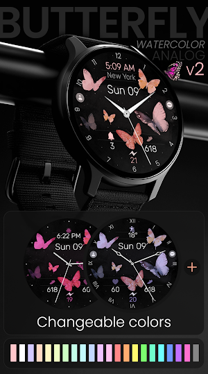 Butterfly Analog v2 Watch Face Screenshot 1