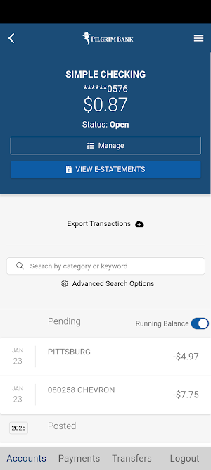 Pilgrim Bank Screenshot 1