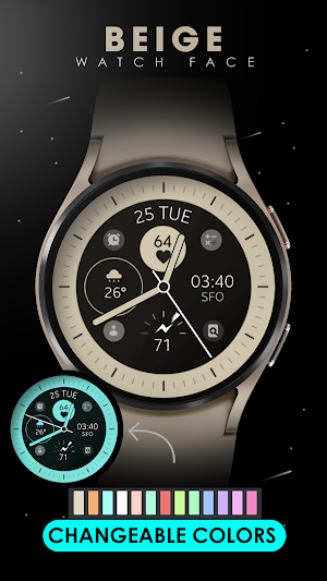 Simple Beige Analog Watch Face Screenshot 2