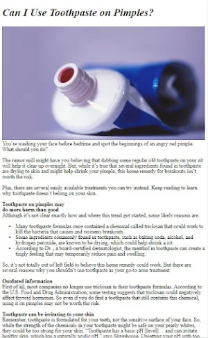 Toothpaste For Pimples Tips Screenshot 0