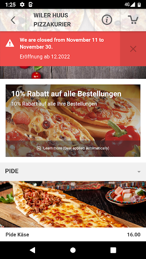 Wiler Huus Pizzakurier Screenshot 2