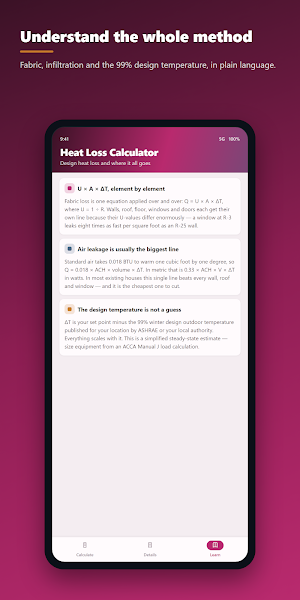 Heat Loss Calculator Screenshot 2