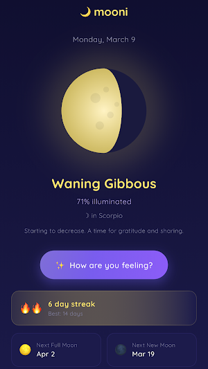 mooni - moon & mood tracker Screenshot 1