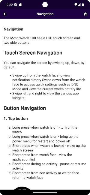 User Guide for Moto Watch 100 Screenshot 0