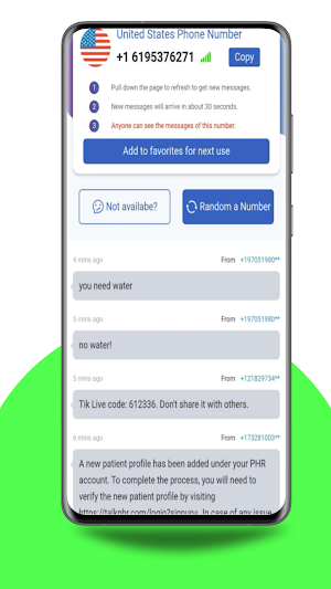 Virtual Number-Received Sms Screenshot 1