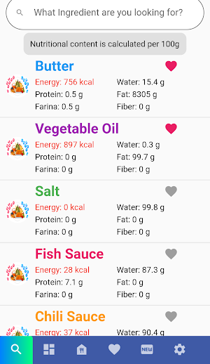 Search Ingredient Nutrition Screenshot 0