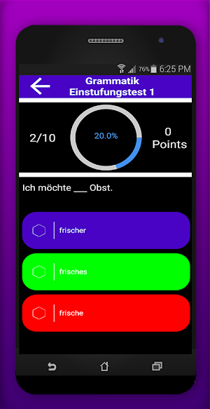 Deutsch Grammatik Einstufungst Screenshot 2