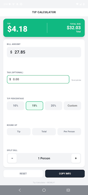 Tip Calculator & Bill Splitter Screenshot 0