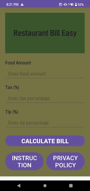 Restaurant Bill Easy Screenshot 1