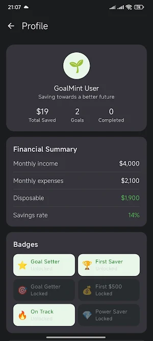 GoalMint: Savings Goal Tracker Screenshot 2